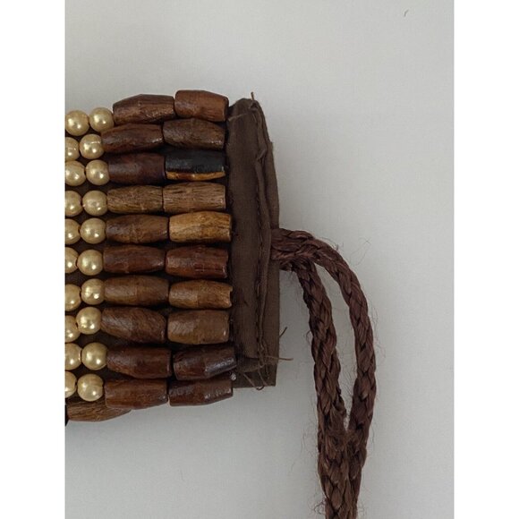 Baba L.A. Clothing Handmade‎ India Wood Faux Pearl Beaded Belt Tie Belt Vtg 32\